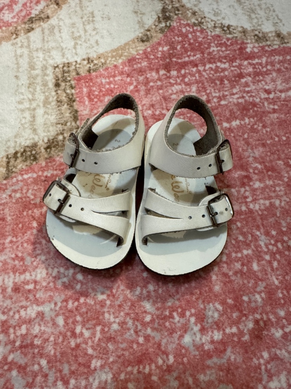 Classic White Double-Buckle Kids Sandals